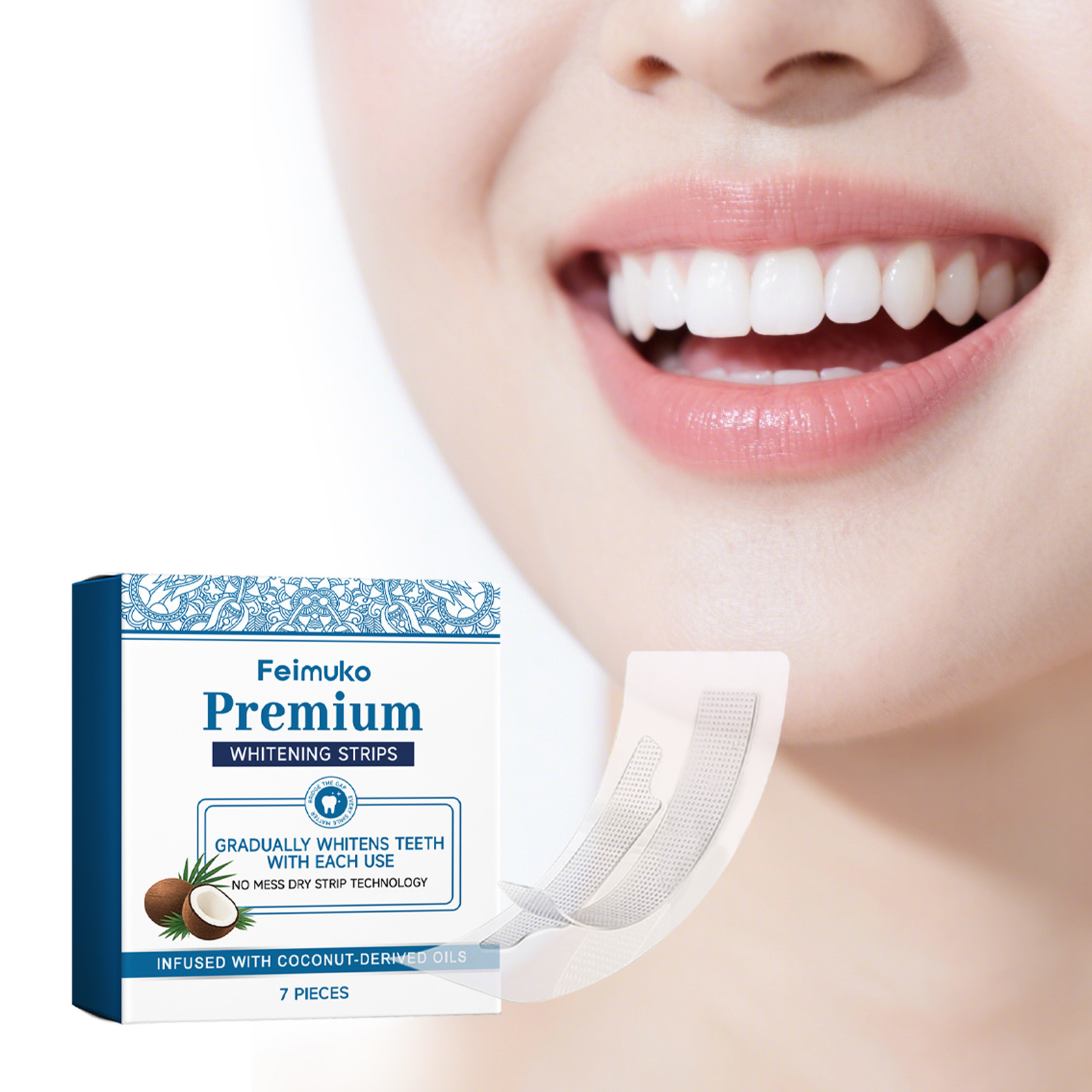 Teeth Whitening With Coconut Oil - Tiras Blanqueadoras de Dientes con Aceite