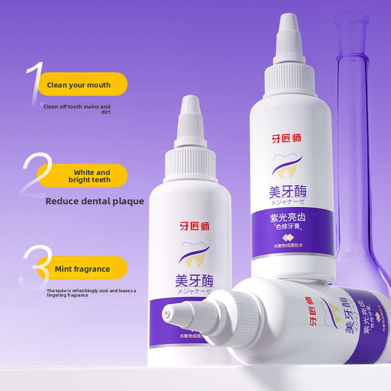 Teeth Whitening Enzymes - Pasta Dental Blanqueadora con Luz Púrpura,